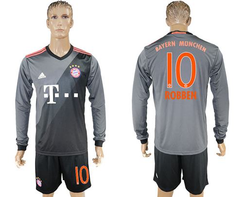 Bayern Munchen #10 Robben Away Long Sleeves Soccer Club Jersey - Click Image to Close